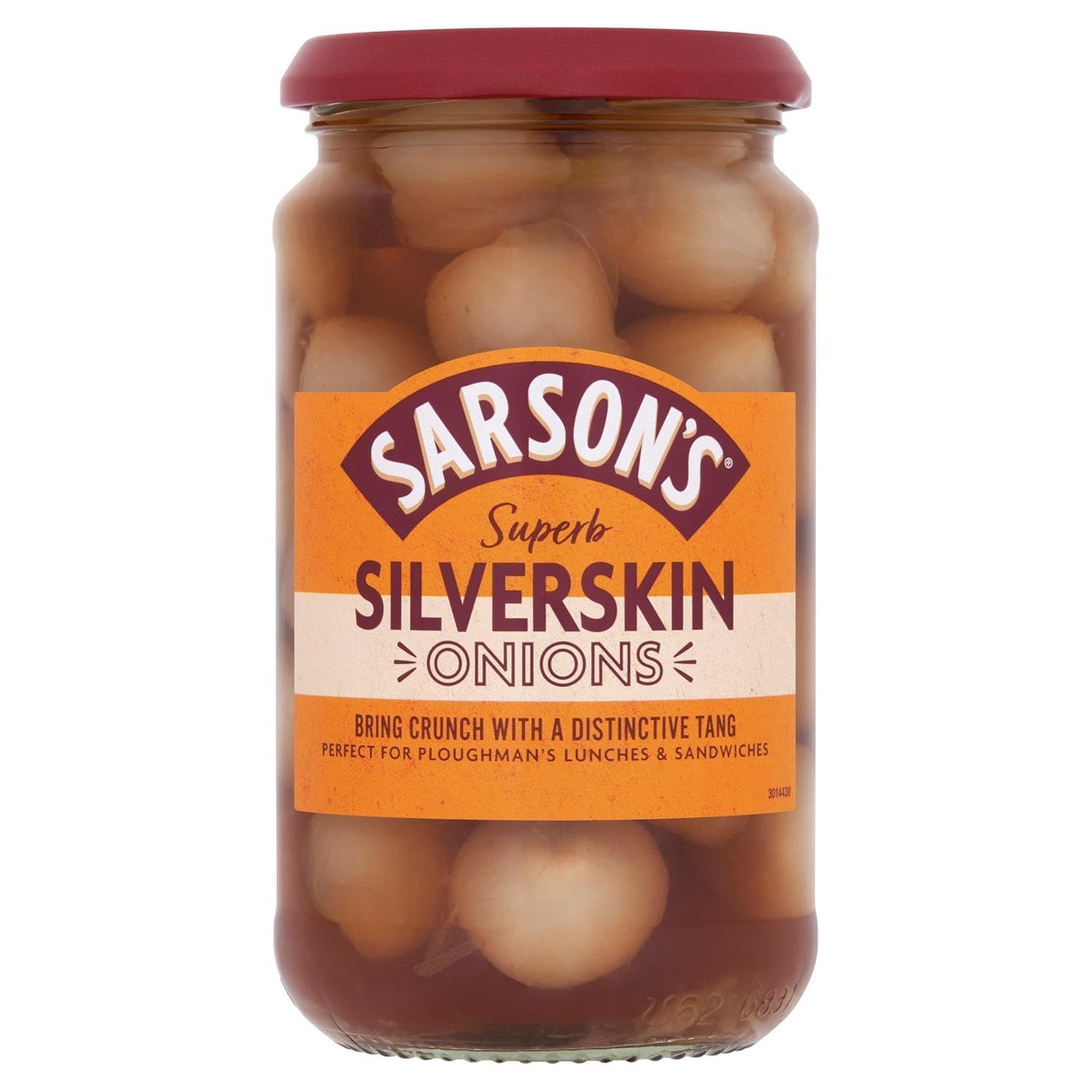 Sarsons Medium & Tangy Silverskin Onions 460g (Pack of 1)