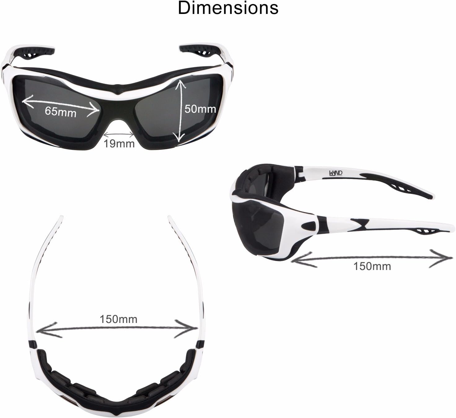 WYND Blocker Motorcycle Riding Glasses Extreme Sports Wrap Sunglasses (White/Smoke) - Image 5