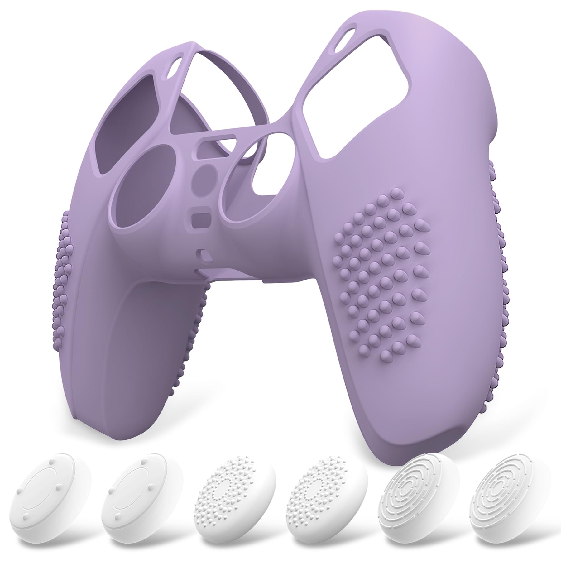 eXtremeRate PlayVital Funda de Silicona para ps5 Mando - Carcasa Protectora con 6 Tapas de Joysticks, Impermeable, Resistente y Antideslizante, Funda de Goma Suave, 3D Tachonado (Matcha Verde) — view 19