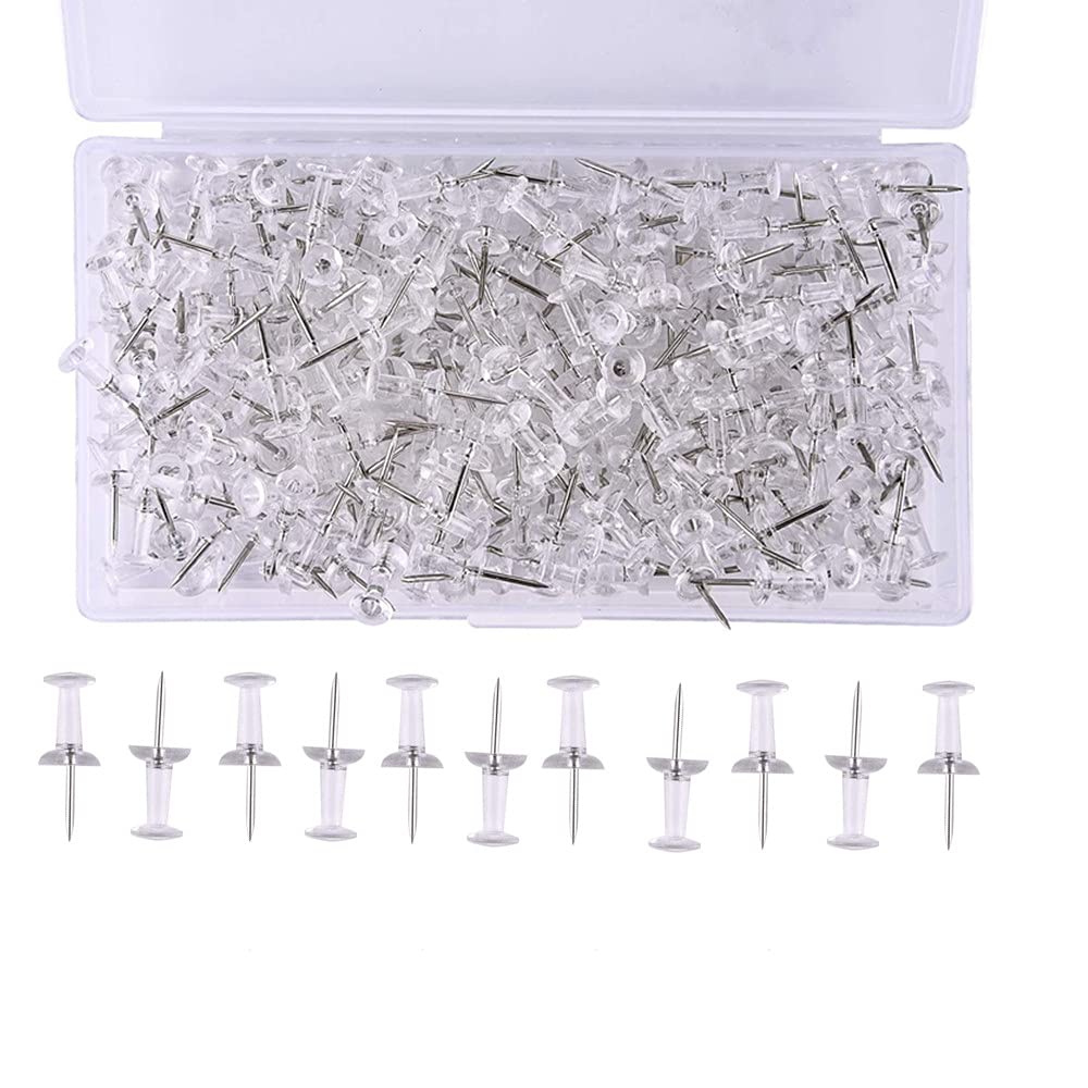 Chinchetas Plástico Transparente 100 Unidades - 1.6x1.2 Cm - Con Caja Almacenamiento