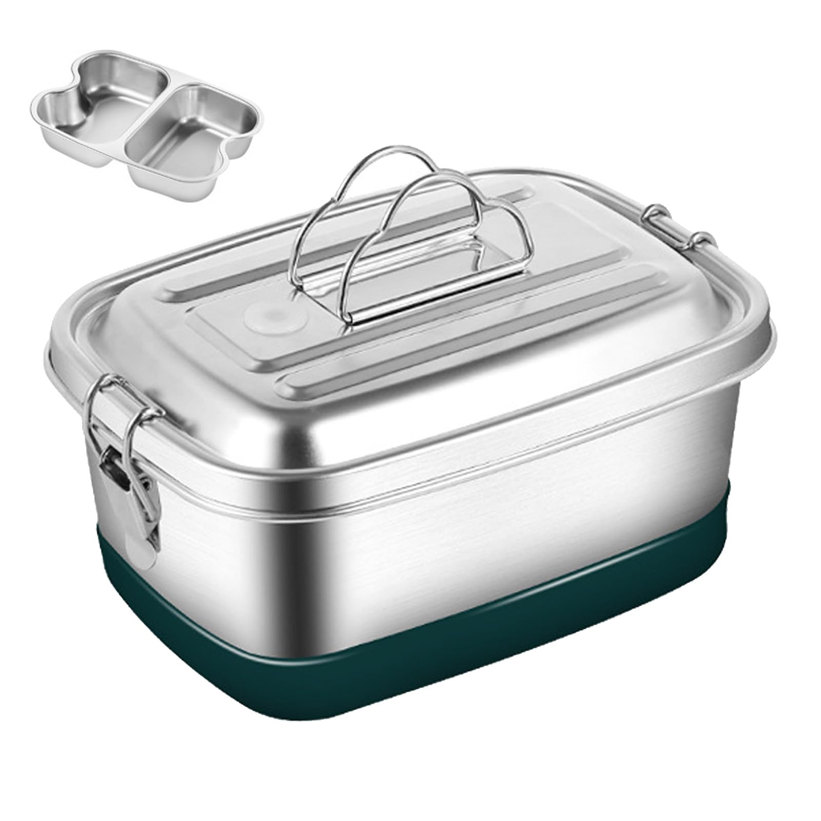 Tragbarer Edelstahl-Lunchbehälter, doppellagig, mit Fächern, Bentos-Box für Büro, Schule oder Reisen, tragbare Bentos-Box für Kinder