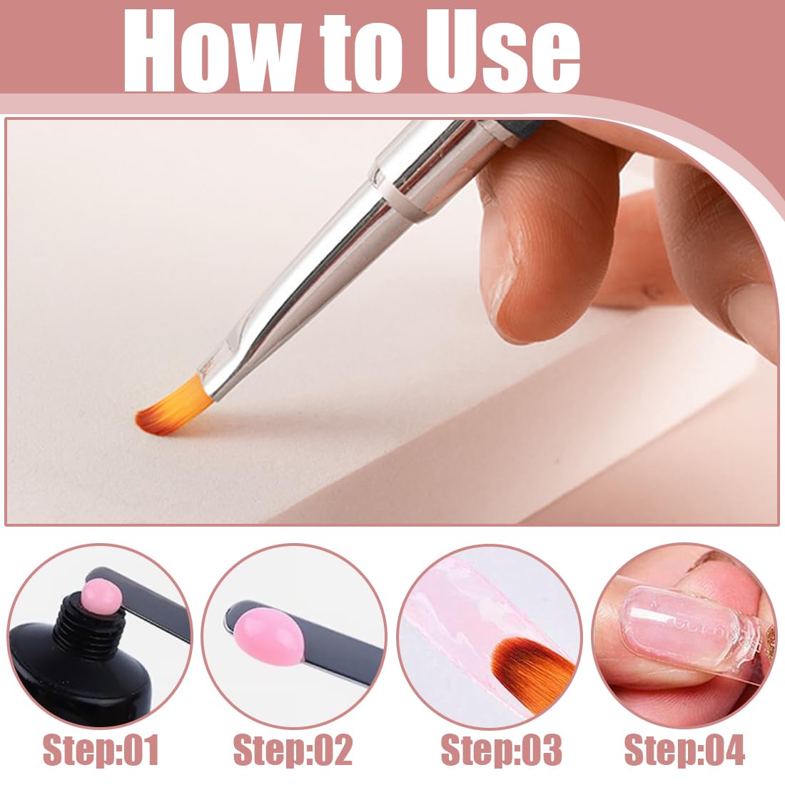 2 Pezzi Pennello a doppia punta per Polymer Gel, Pennello Polygel 2 in 1 Dual-ended Nail Art Penna, Pennello per Pittura per Unghie