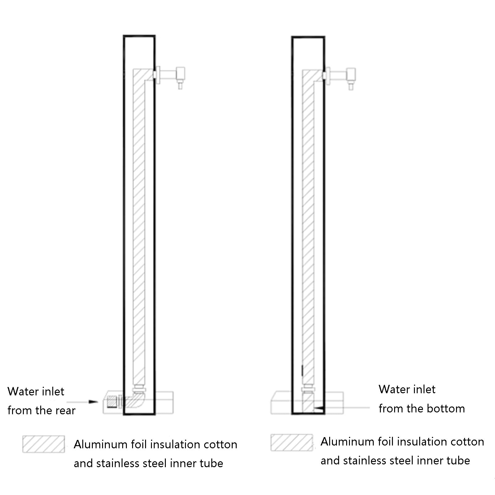 XBTGS Colonna d'acqua da giardino in acciaio inox con doppio rubinetto, rubinetto verticale antigelo per esterni per cortili e giardini, supporto resistente per un comodo accesso e, B