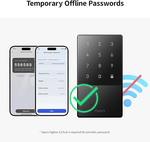 Miniatura 5 de Aqara Cerradura inteligente U50, cerradura de puerta de entrada sin llave con llave Apple Home, bloqueo de cerrojo Bluetooth, control remoto de