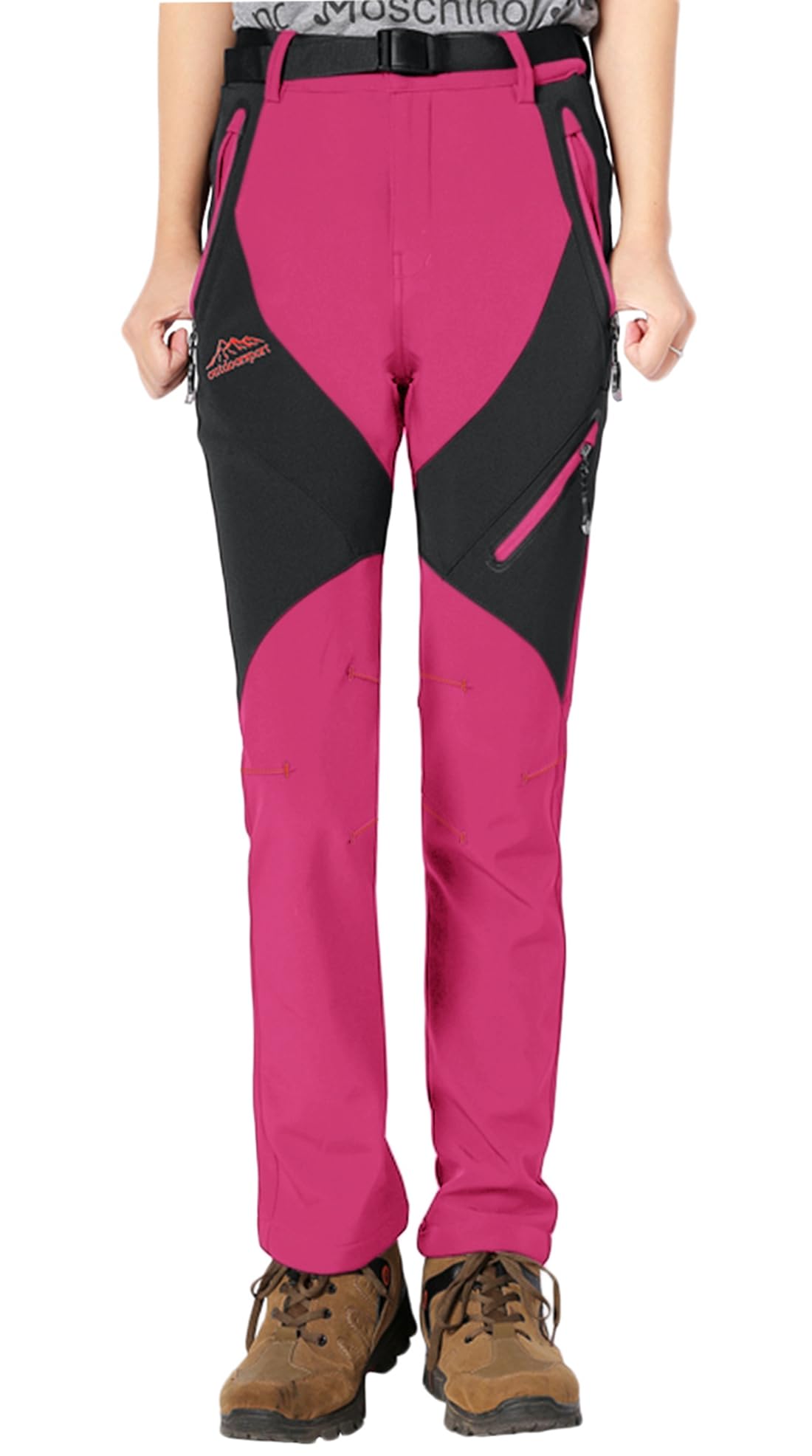 YSENTO Damen Outdoor Wanderhose Wasserdicht Softshellhose Fleece Gefüttert Warm Winter Trekkinghose Skihose