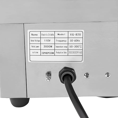 Miniatura 7 de Plancha eléctrica comercial de 30 pulgadas 3000 W, plancha superior plana con control ajustable de 122-572 F, parrilla de restaurante de acero