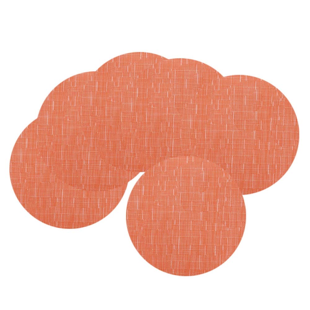 LivebyCare Round Placemats Set of 6 Woven Table Mats Washable Non-Slip Place Mats 13.8 Inch for Christmas Decoration Home Wedding Party,Orange
