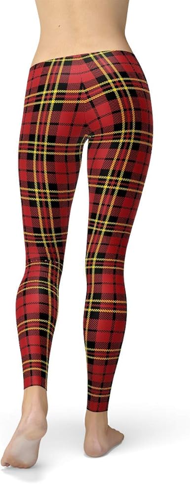 Plaid fleece lined leggings Clearance