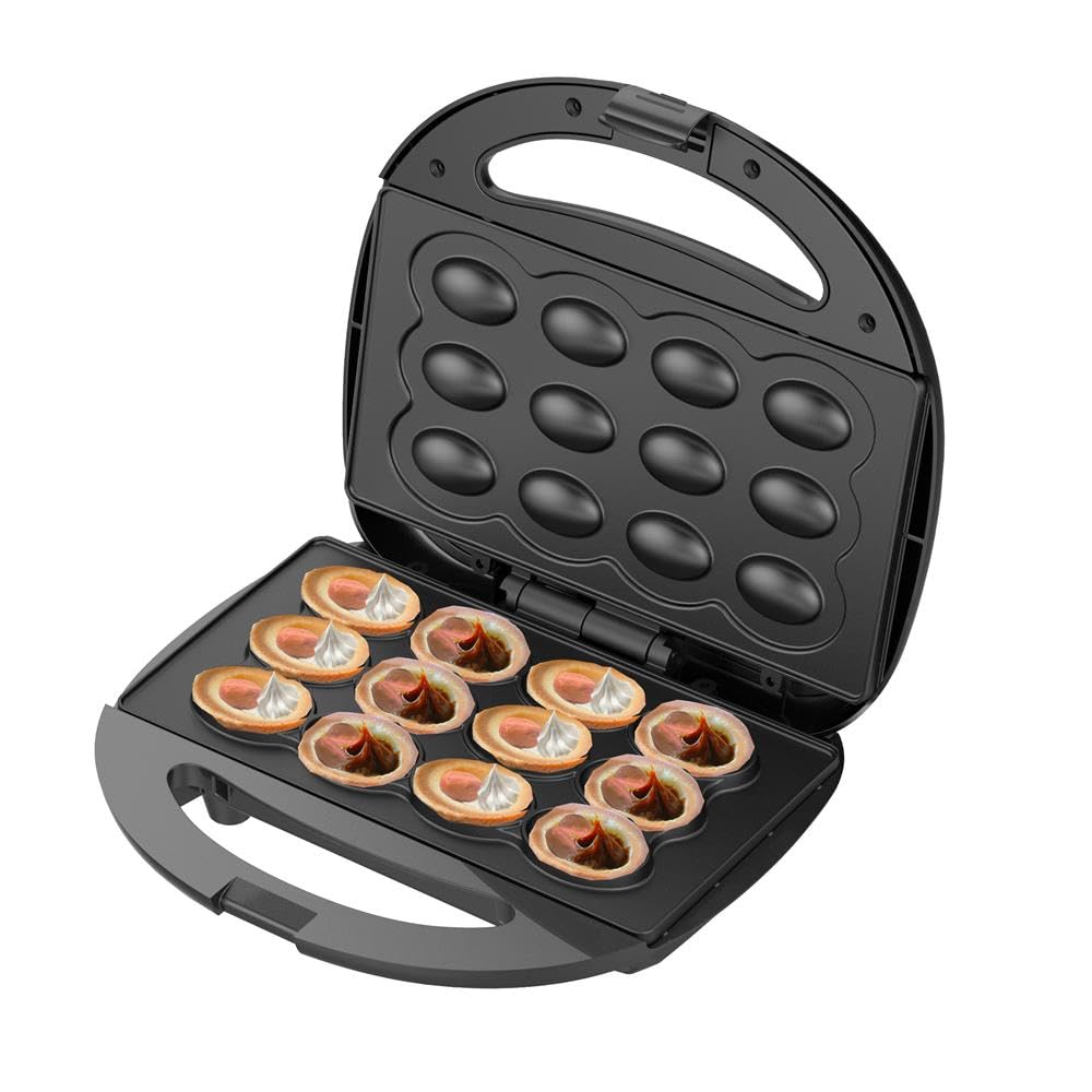 Machine à Biscuits Noix - Appareil 12 Pièces - Compact, Plaques Antiadhésives - Cuisson Uniforme Et Rapide