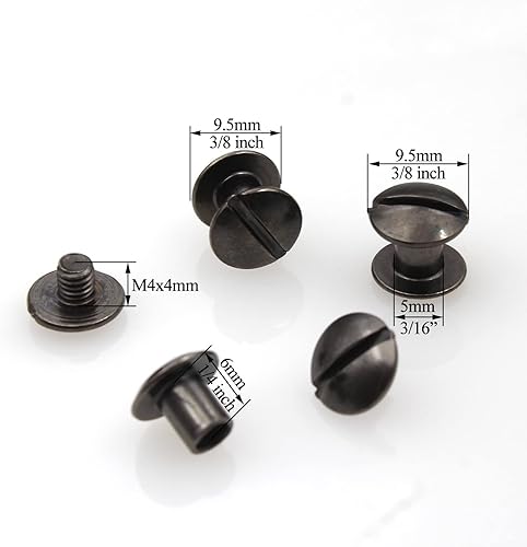 Miniatura 10 de Alloypro 36 piezas de tornillos dorados redondos de metal Chicago para encuadernación, kit surtido de remaches de uñas, botón de Chicago, decoración