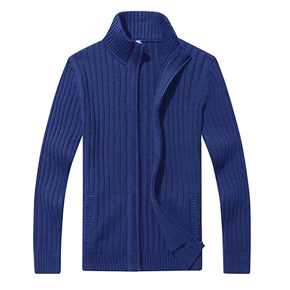 Cardigan Manga Larga Cremallera 2 Bolsillos Suéter Invierno Hombres