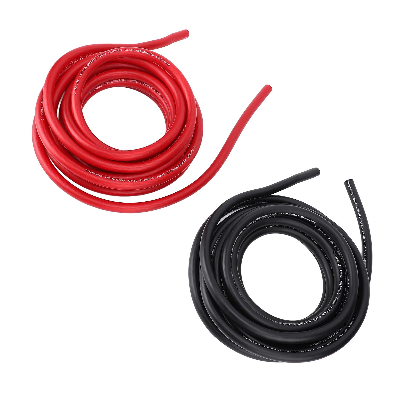 Generic Cable de Tierra 1/0AWG Cable Flexible Rojo Negro de 20 Pies para Sistemas de Audio de Automóvil con Material de Cobre y Rendimiento de Sonido Mejorado
