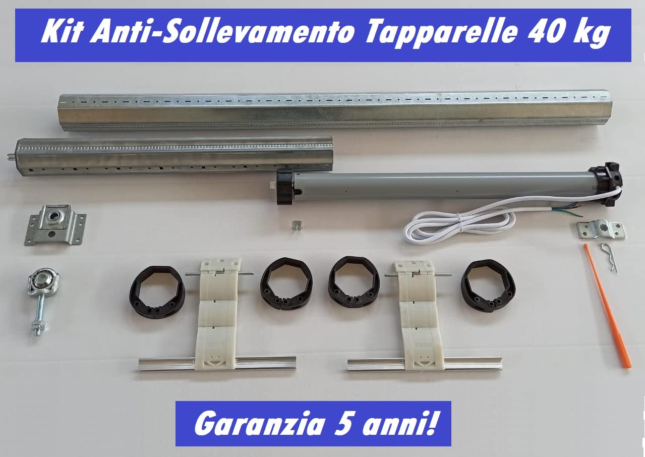 Motore Tapparelle 20 Nm 40 kg KIT completo di Rullo Regolabile da 130 cm a 165 cm Anti Sollevamento di Sicurezza
