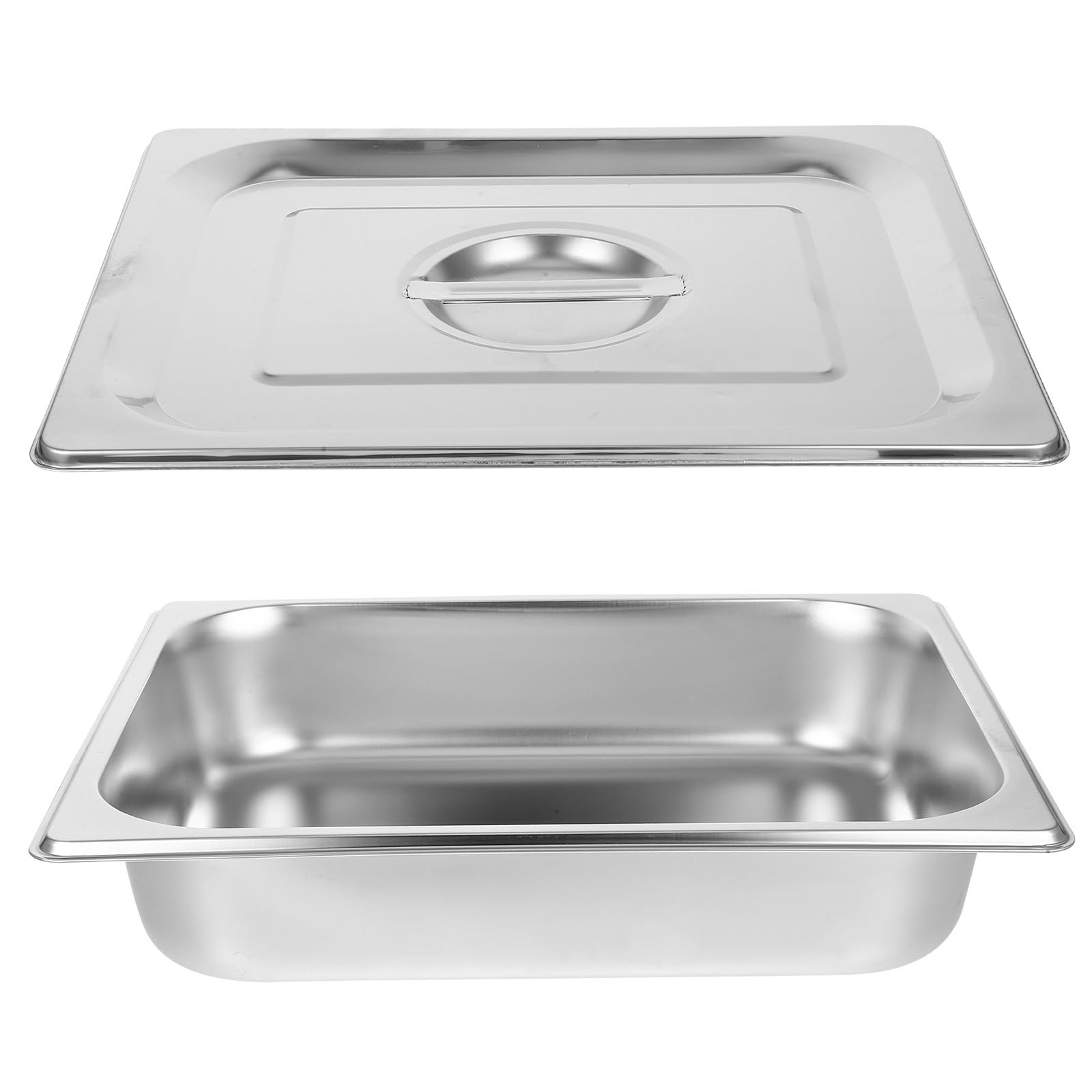 SOLUSTRE Teglia da Buffet Rettangolare in Acciaio Inox 1/2 Gn 6,5 Cm con Coperchio, Vassoio per Buffet e Porta Alimenti per Ristorazione, Vasca Mensa Resistente, per Feste e Cucina
