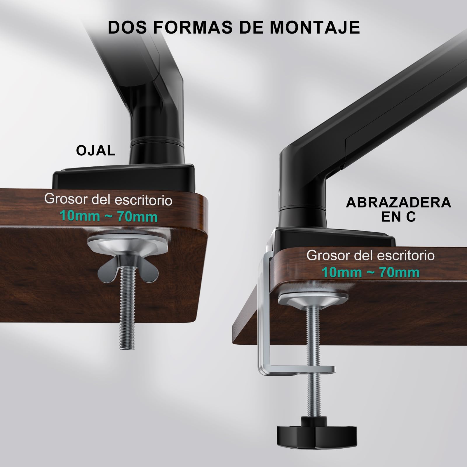 WALI Soporte de Monitor Individual para Pantallas de 13 a 34 Pulgadas, Brazo Ajustable para monitores Individuales, Pantalla Regular de hasta 32 Pulgadas, 26.5 Libras, Soporte para Monitor de