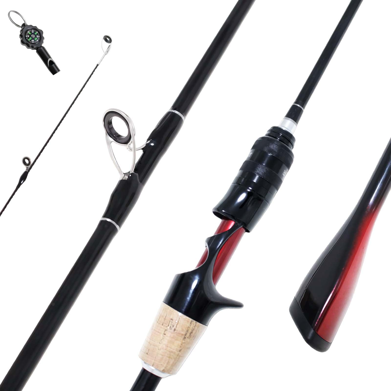KingKatch Ultralight Fishing Rod 5'6”-6'6”UL, 2-Piece Spinning & Casting Rod, Carbon Graphite Lightweight Blank, Sensitive Fast Action Trout Rod, Black Fishing Pole with Red Triangle EVA Handle : Sports &