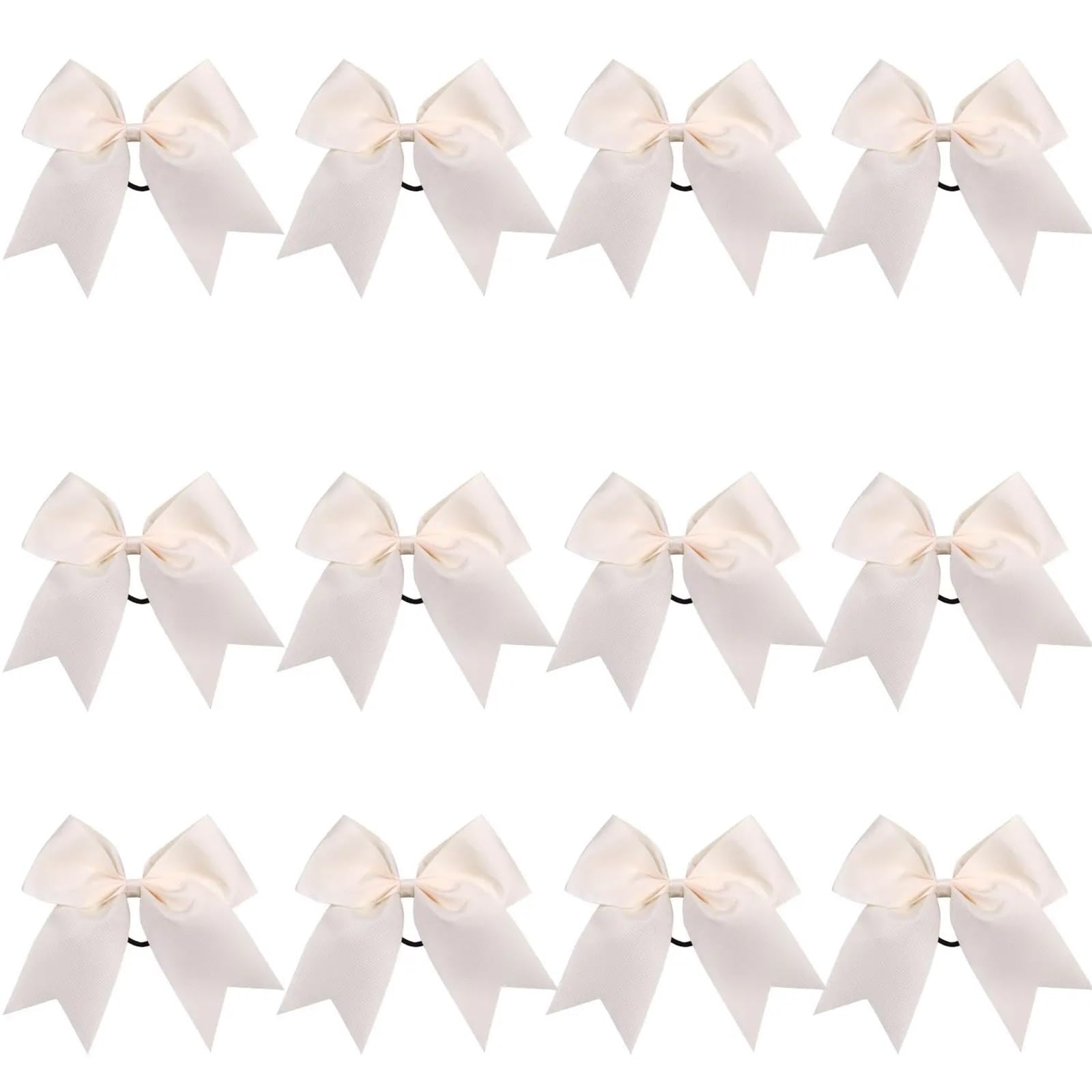 Fiocco da Cheerleader 12 Pezzi Grandi Fiocchi Elastici for Capelli Accessori for Fiocchi for Capelli for Ragazze Adolescenti Che praticano Cheerleading(Beige)