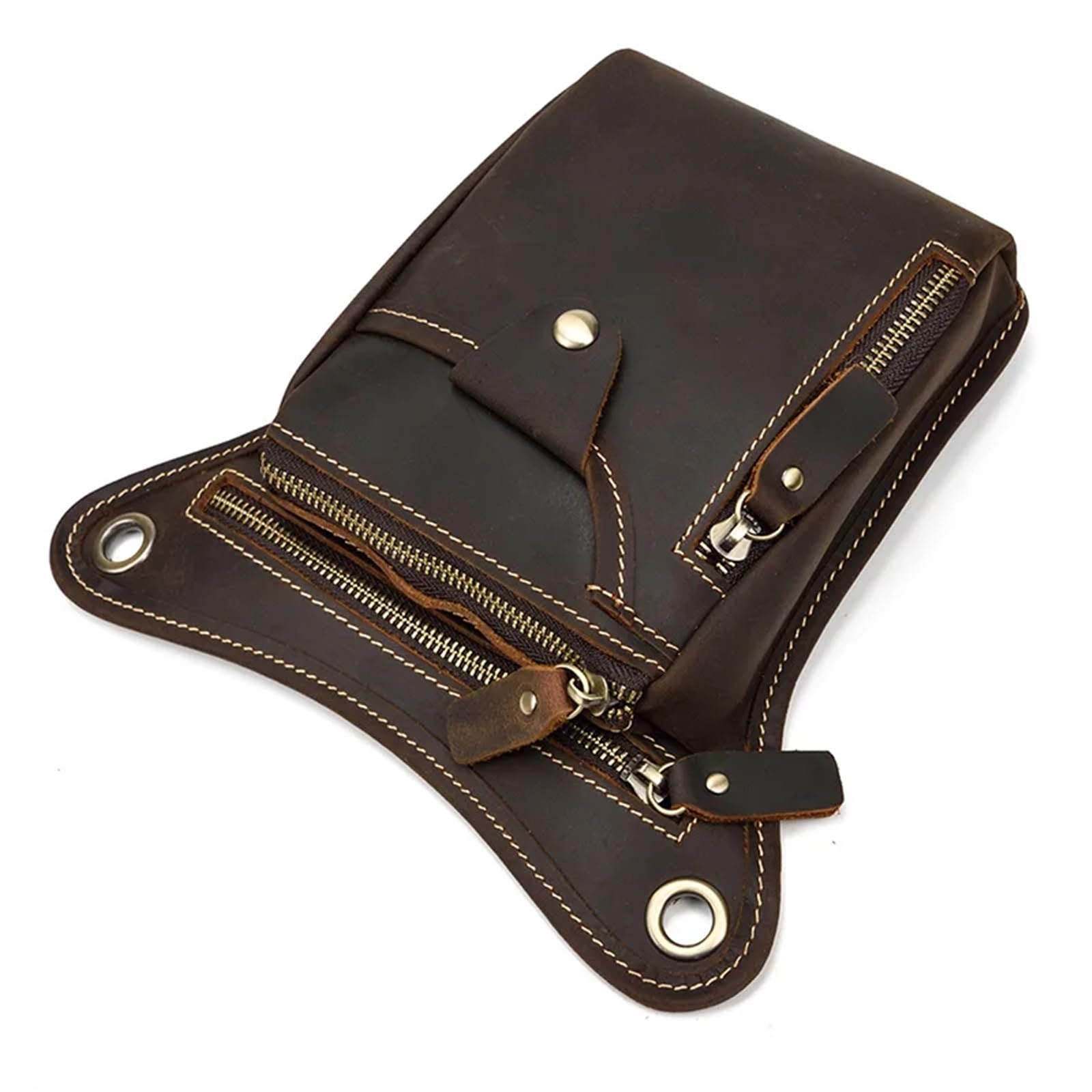Bolsa de Pierna Bolsa de Pierna Motocicleta Cuero for Hombres Piel Vaca Macho Bolso Hombro pequeño Bolsas for la Cintura multifunción(Color1)