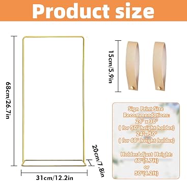 Weddinge Arch Backdrop Stand Gold Metal Square Arch Frame 1.73M
