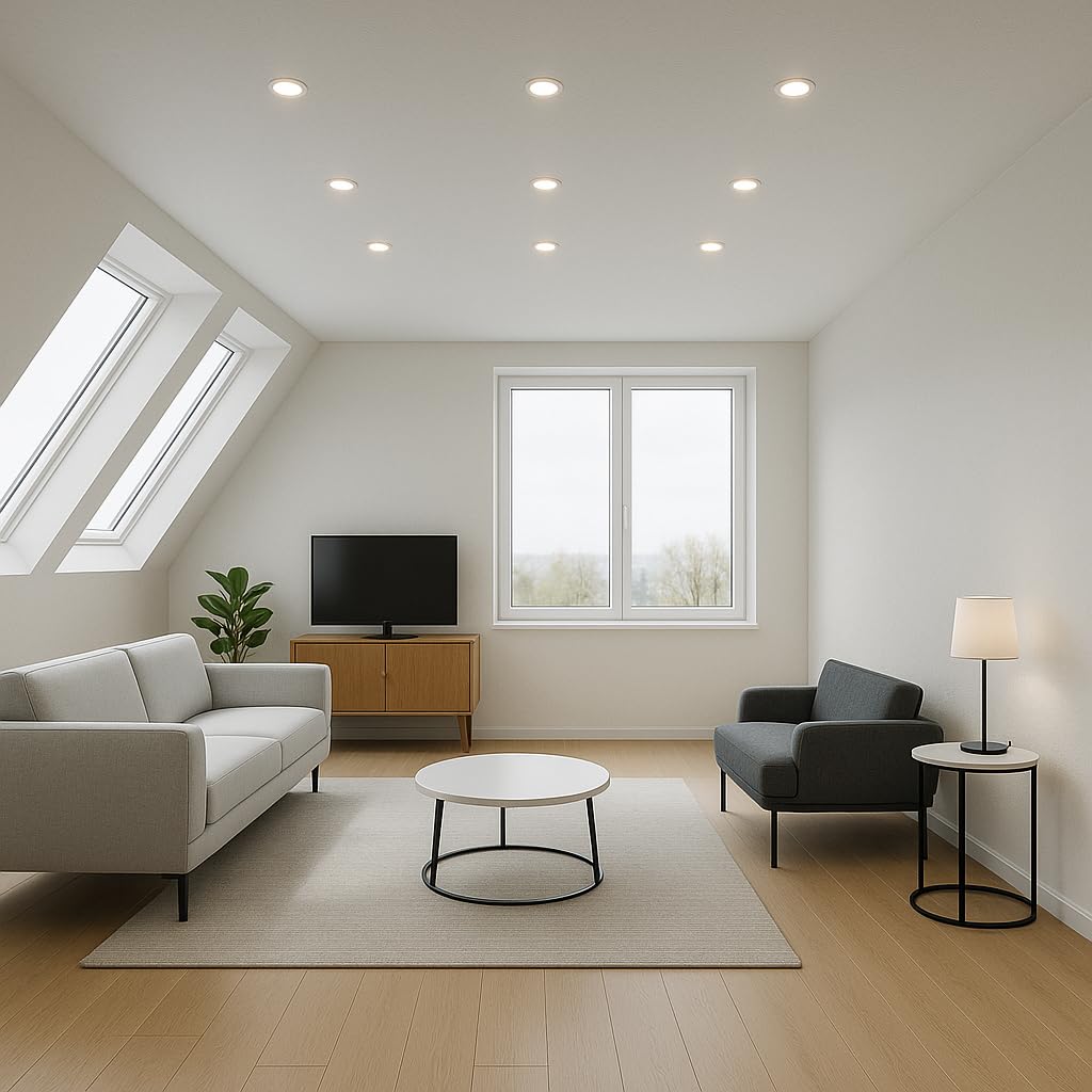 6er Set LED Einbaustrahler 12V – schwenkbar, 3W MR16, neutralweiß (4000k, 250 lm), inkl. Trafo & 120 cm AMP-Kabel, 55 mm Einbautiefe, für 65–75 mm Bohrloch, IP20 – für Decken im Wohnraum, Flur, Küche.