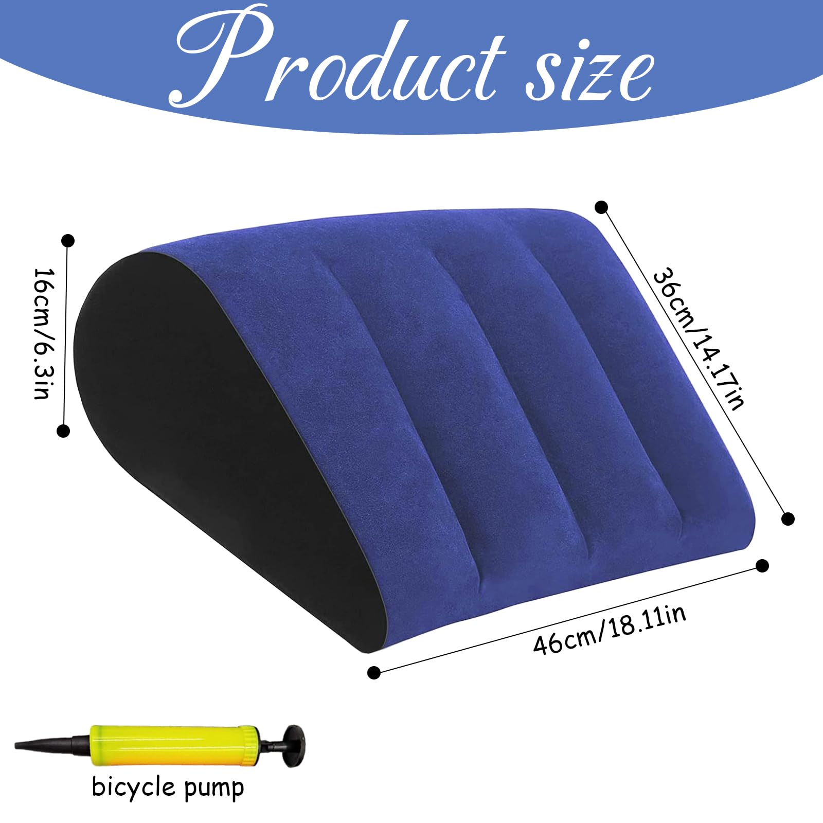 Cuscino Triangolare Viaggio Cuscino Gonfiabile Semplice Design Robusto Ideale per Sedersi e Sdraiarsi Posturale Ginocchia per Adulti Coppie Donne Incinte Viaggiatori Campeggiatori（Blu）