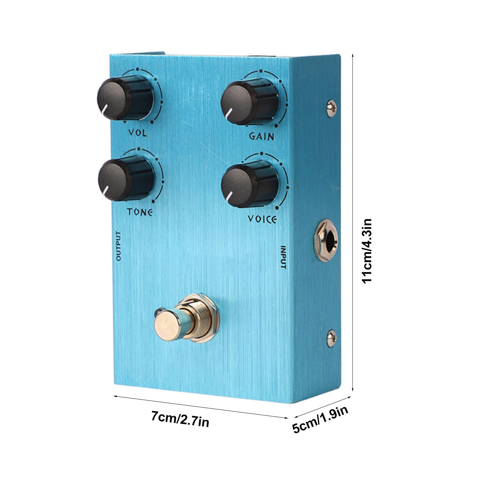 Sxhlseller Pedale Effetti Overdrive Distorsione per Chitarra Elettrica per Chitarristi di Tutti i Livelli, Effettore in Lega di Alluminio Stile Vintage per Appassionati di Musica (AN 32 Azzurro)