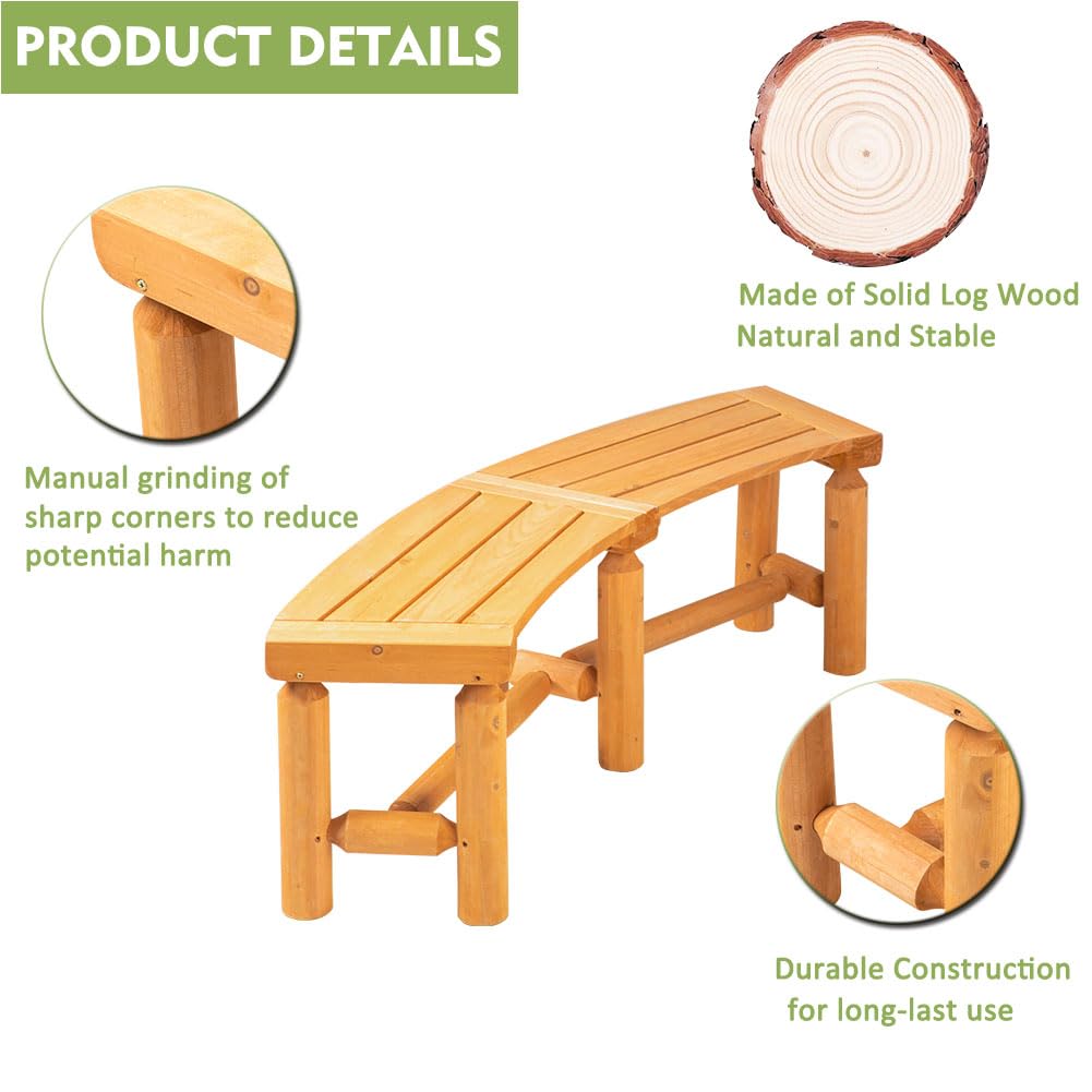 Banco curvado de madera para exteriores, estilo rústico, madera de cedro/abeto, para patio, jardín, terraza y patio trasero, 40-54.7 pulgadas de ancho x 13 pulgadas de profundidad x 16.5 4