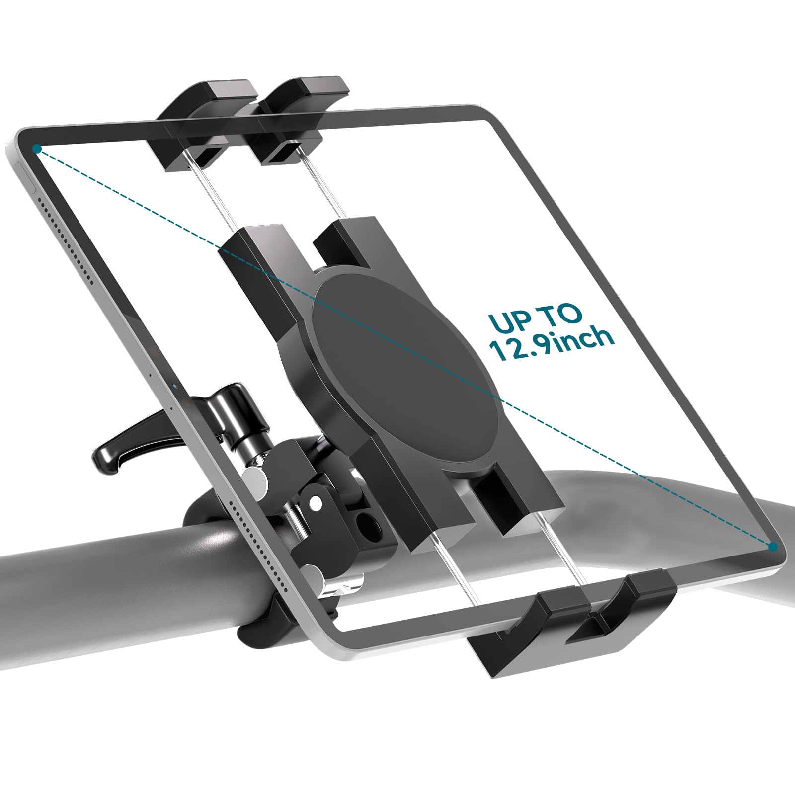 Mippko Support de tablette pour barre de bateau, support de guidon de bateau, pince rotative à 360°, support en alliage d'aluminium antidérapant, compatible avec iPad/Nexus/LG G/liseuse/iPhone de 4,7