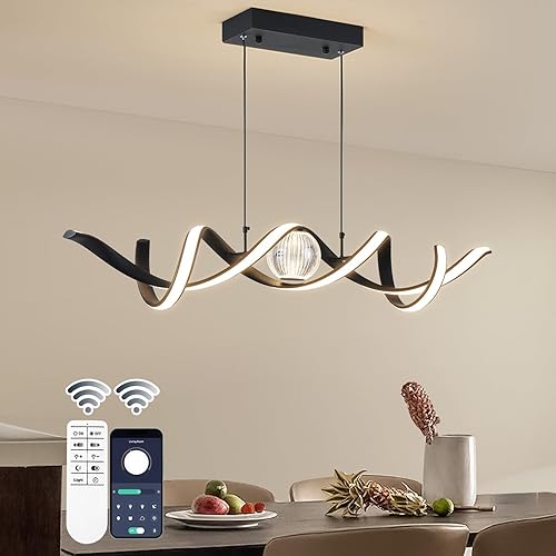 Miniatura 2 de Iluminación colgante negra moderna para isla de cocina, lámpara colgante LED regulable de 3 luces, lámpara LED negra mejorada, lámpara moderna de