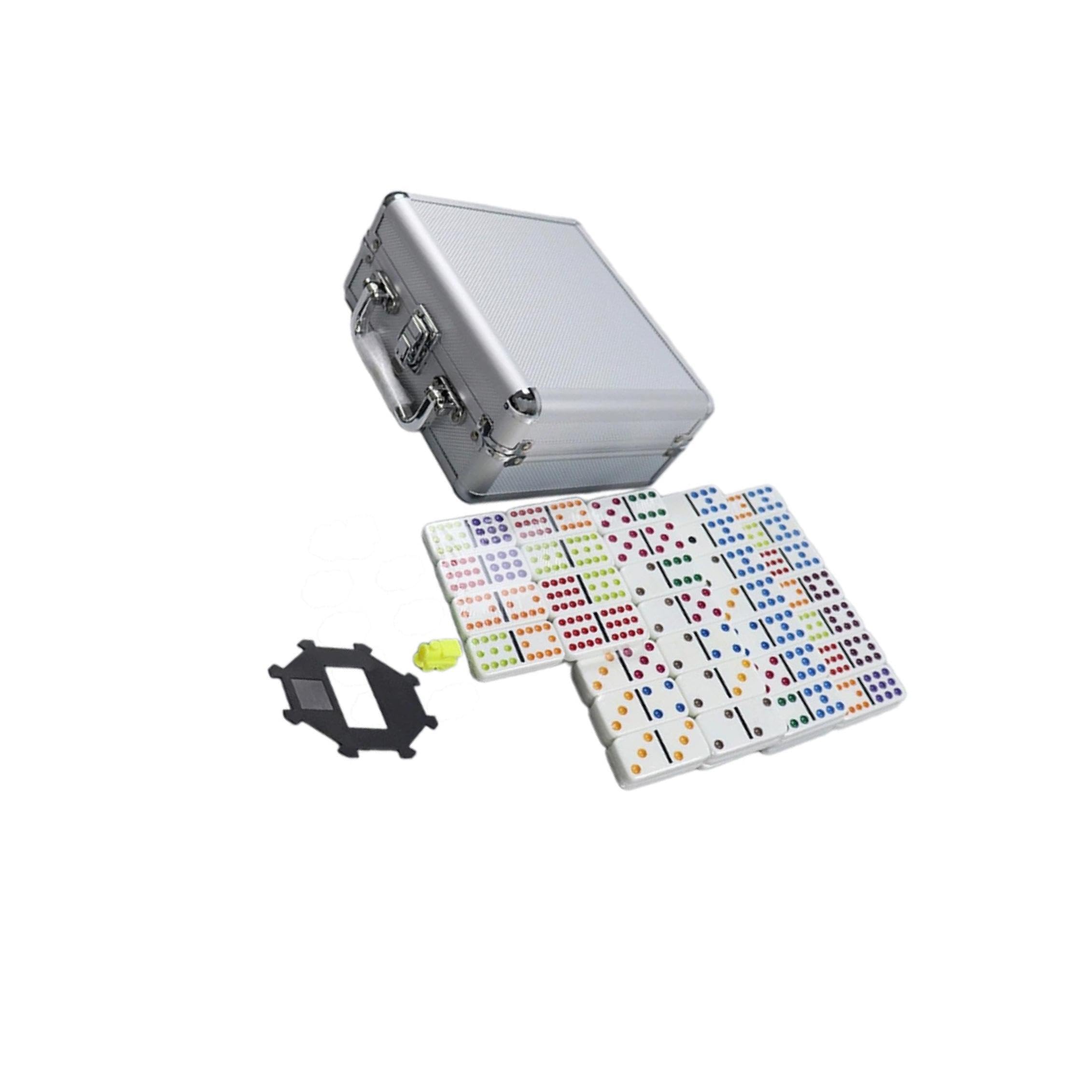 Juego de cálculo Educativo con fichas de dominó, 91 Piezas en Estuche de Aluminio, Juego de Viaje y Juegos Familiares, Juegos Familiares, Recuerdos de Fiesta, fichas de