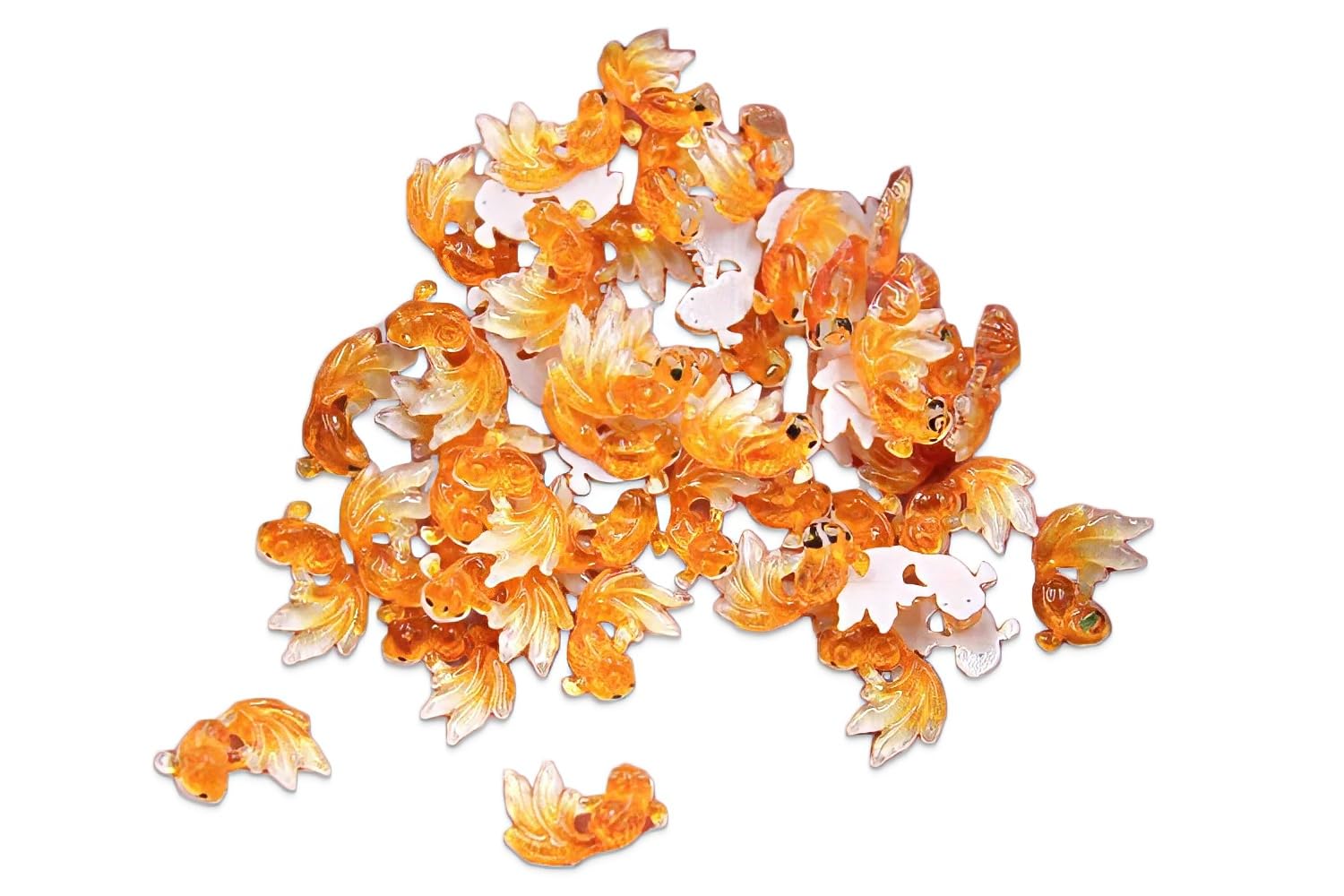 Micro Goldfish 10 or 20 Pk Orange or Rainbow Miniature Polyresin Flatback Gold Fish Cabochon for Fairy Garden, Terrarium, Zen Garden Pond (Micro Goldfish)