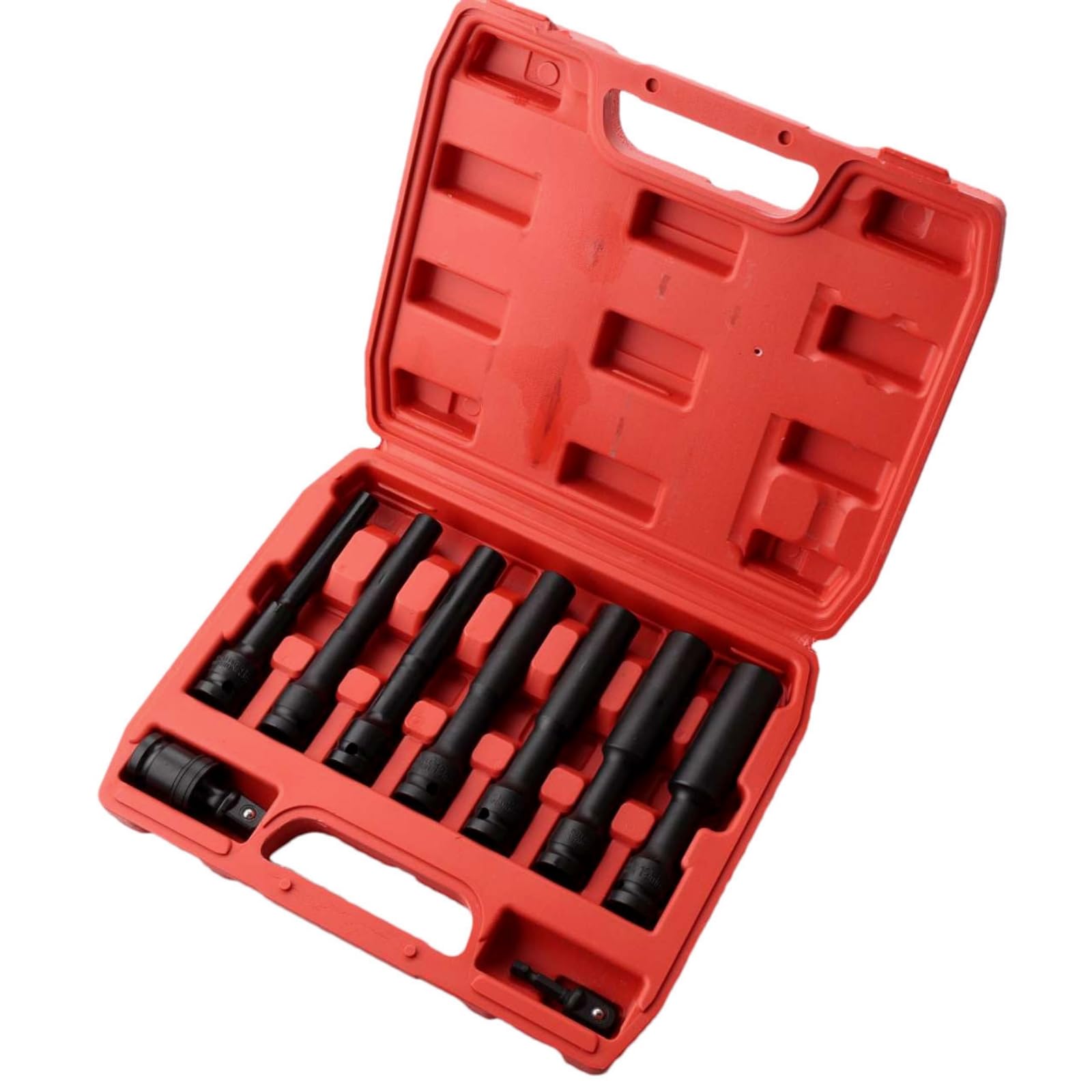 MagiDeal Jeu 9 Douilles à Chocs Extra Longues avec Adaptateurs et Joint Universel pour Clé à Choc Étanche en Acier au Vanadium pour Réparation Automobile et Entretien Pneus