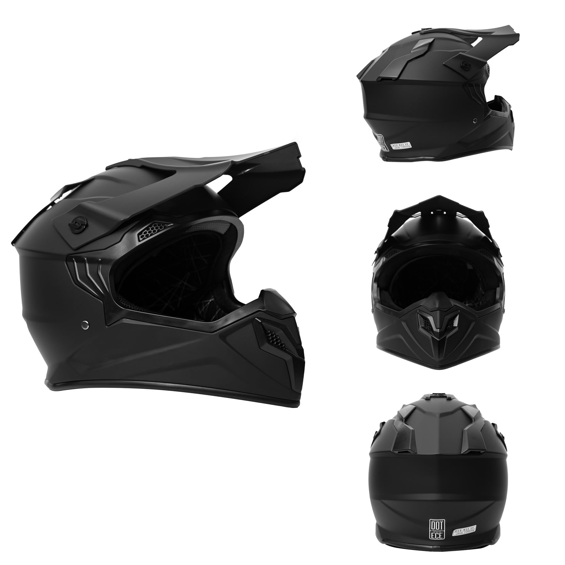 Motocross Helm Damen Herren, ECE 22.06 Zertifizierung Motorradhelm, Jugend Motorrad Downhill Full Face ATV Helm, Cycling Helmet with Visor, MTB Cross Helm Mit Belüftung Entlüftung(Black,XL)