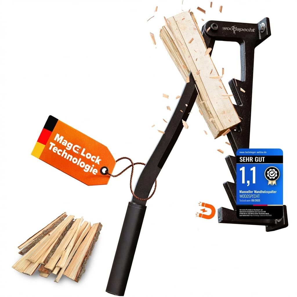 Holzspalter manuell [Magnetische Sicherung] Brennholz, Anzündholz Spalter, Holz spalten, Wood Splitter, Anmachholz Spalter, Hackklotz, manueller Holzspalter, Holzhacker mit Metallgriff