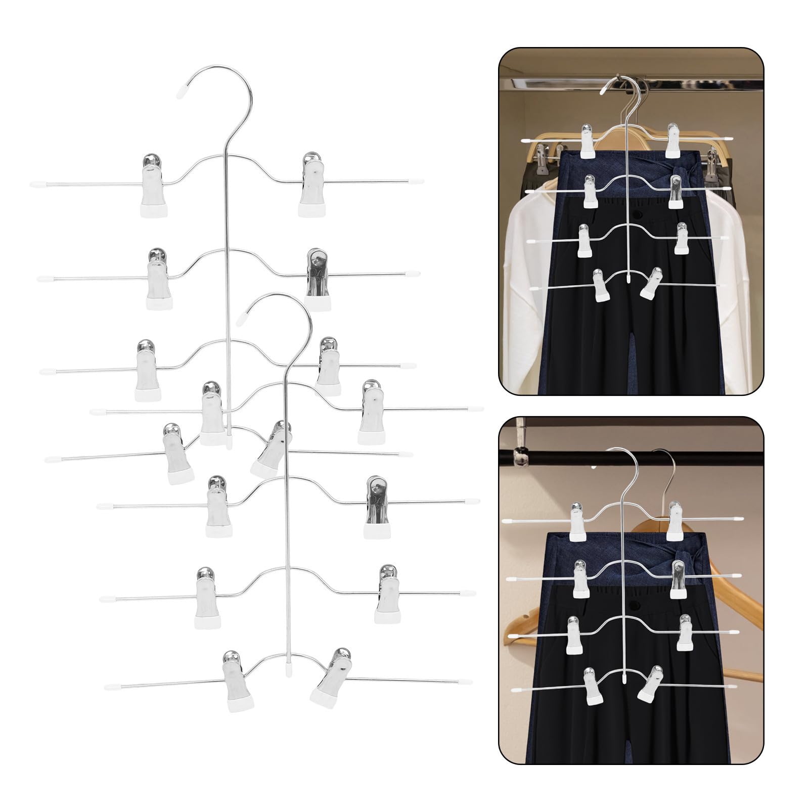 Perchas para Pantalones con Clips, 4 Piezas, Acero al Manganeso