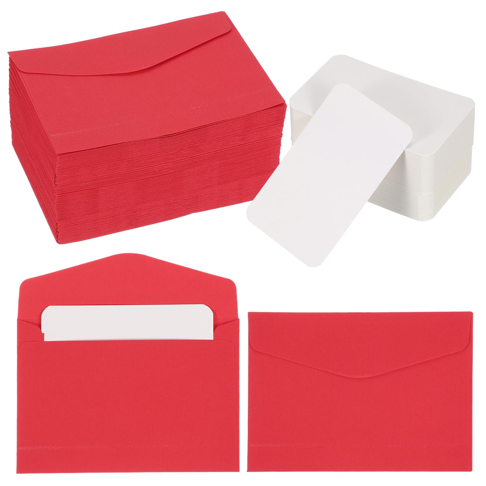 PATIKIL 200 Set Mini Envelopes with Blank Cards, 4.5x3.2 Blank Note Cards and Envelopes for Gift Wedding Invitation Graduation Holiday Thanksgiving Day Christmas, Red