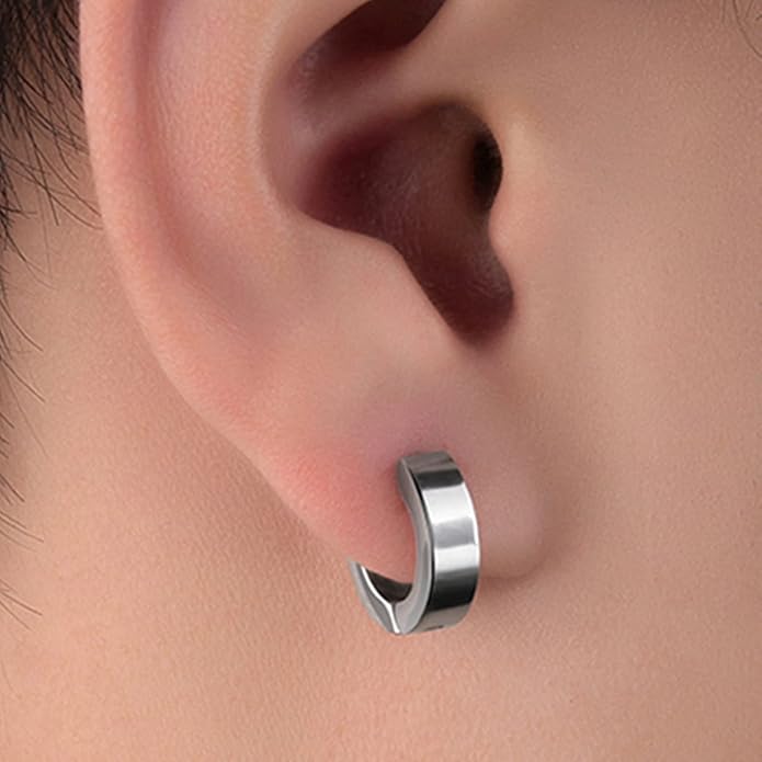Lieson Orecchini Cerchio In Acciaio Inox, Orecchini Uomo - Foto 3