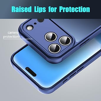 Compatible with iPhone 17 Pro Case, Thin Anti-Scratch PC Matte Translucent Back & Flexible TPU Shockproof Protection 17Pro Phone Cover case for Apple iphone17Pro (Blue)