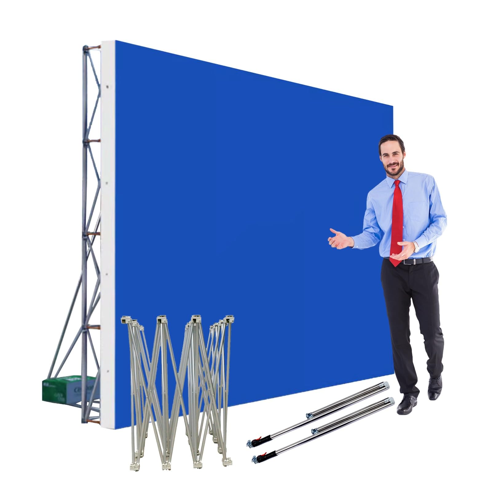 Este Soporte Plegable para ferias comerciales, Estante desplegable portátil de Tela tensada, Soporte para pancartas y Carteles de conferencias con Varilla de Soporte