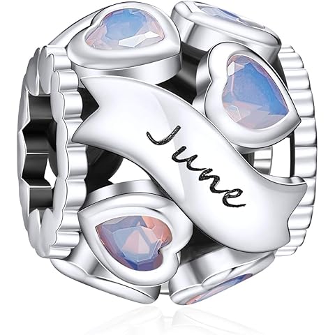 NINGAN Birthstone Charms 925 Sterling Silver Love Heart Openwork Bead for Charm Bracelets and Necklaces with 5A Cubic Zirconia, Birthday Mothers Day Jewelry Gifts Women