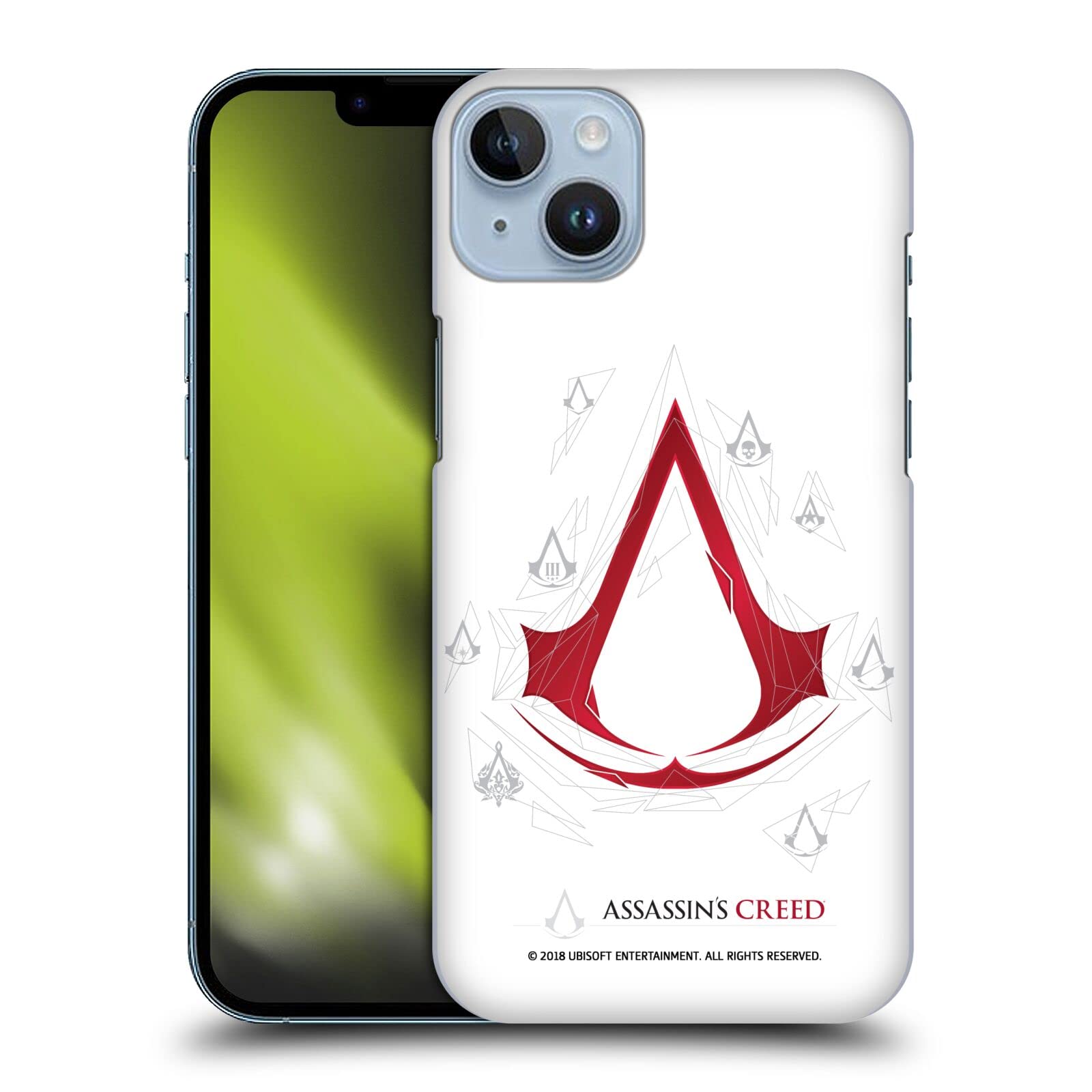 Head Case Designs Officially Licensed Assassin's Creed Geometric White Legacy Logo Hard Back Case Compatible with Apple iPhone 14 Plus