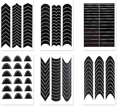 6 Pieces Self-Adhesive Crescent Shape French Stencil Nail Sticker White Varnish Nail Art Line Accessories for Nail Design DIY Decoration Tool