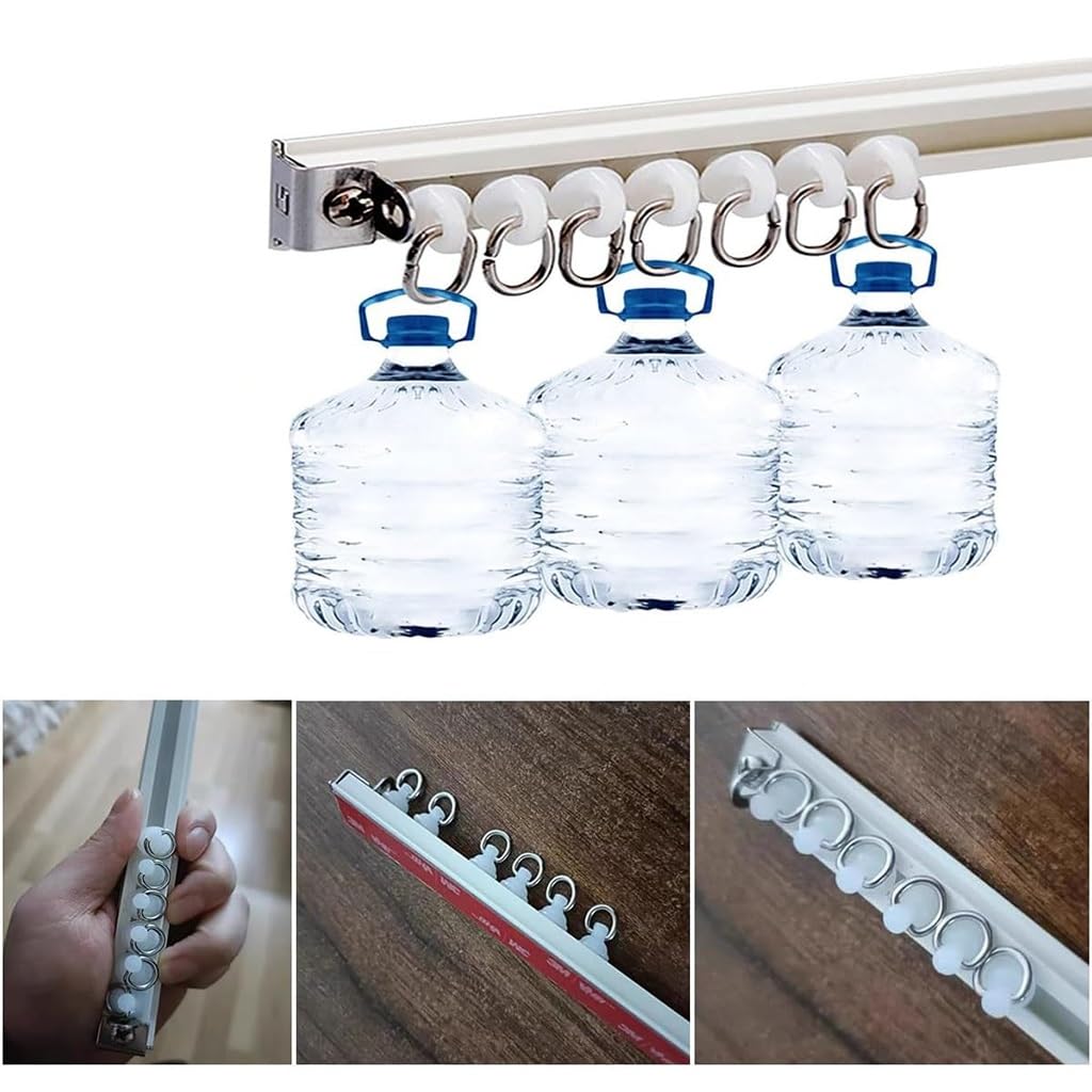Tringle à rideau adhésive sans perçage, réglable de 1,2 m à 5 m, en aluminium, facile à installer, sans dommage, parfaite pour la décoration de la maison