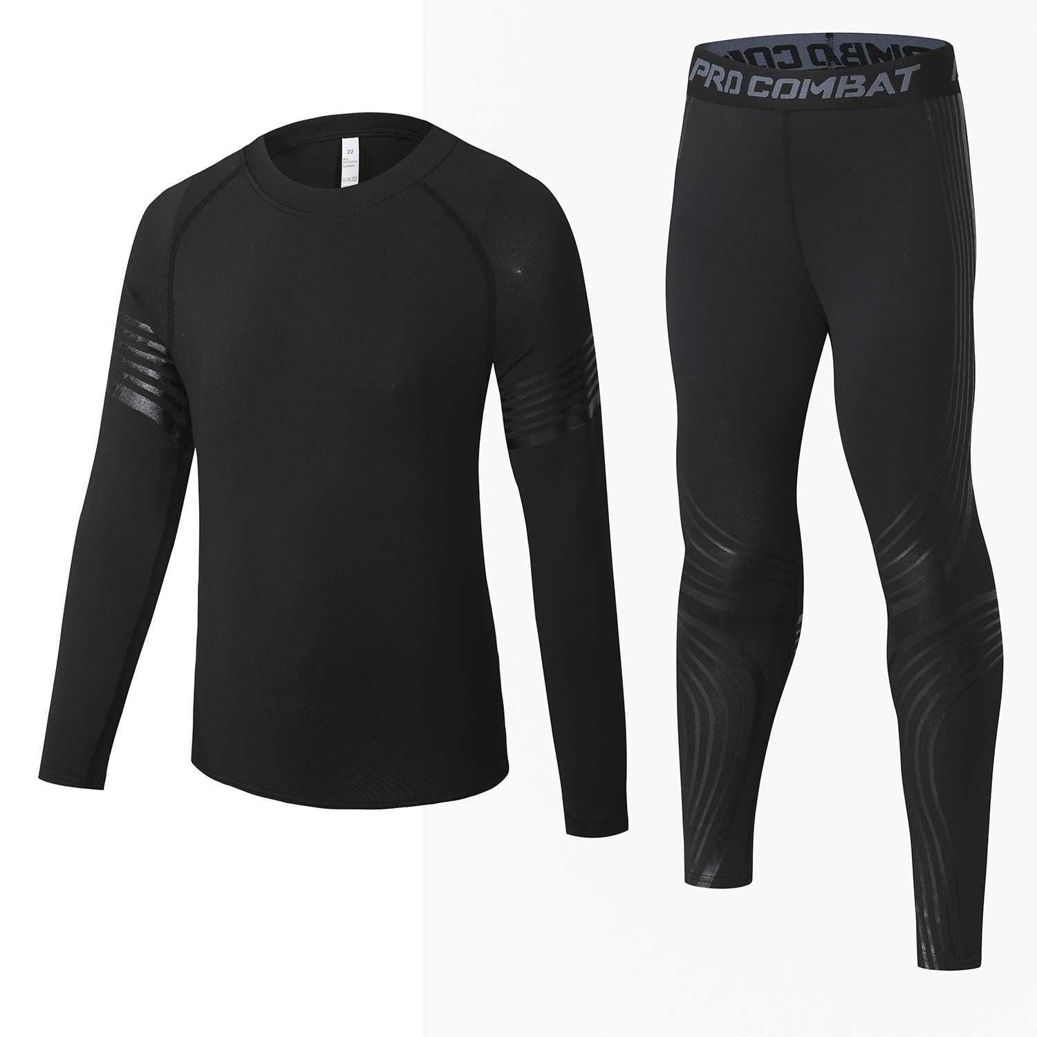 Echinodon Dziecięca bielizna sportowa, piłka nożna, zestaw bielizny funkcyjnej, koszulka kompresyjna, bielizna kompresyjna, do treningu, jazdy na nartach, jazdy na rowerze