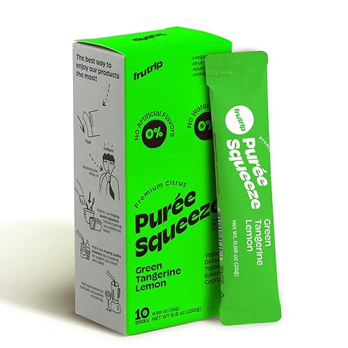 Miniatura 1 de Frutrip Puré de postre vegano para apretar, mandarina verde joven y limón, 0.88 onzas (0.88 oz) x 10 palitos, de Jeju Corea. Vitamina, vitamina C,