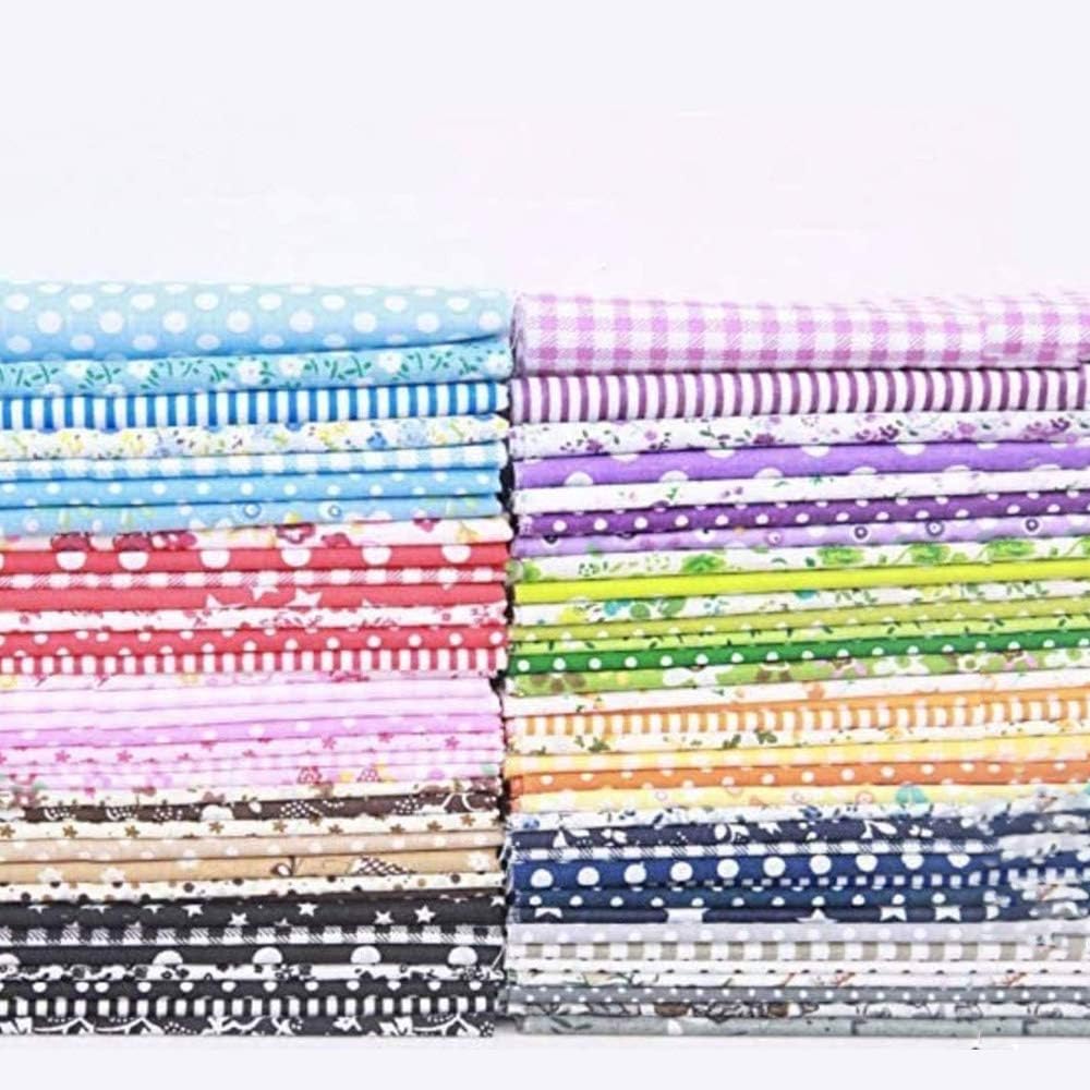 63pcs 10" x 10" Mixed Florals Gingham Dots Stars Pattern Cotton Craft Fabric Bundle Patchwork Sheet Pre-Cut Sewing Tissue for Quilting Fabric Squares Sheets DIY Sewing Quilt Handmade Scrapbooking Cloth