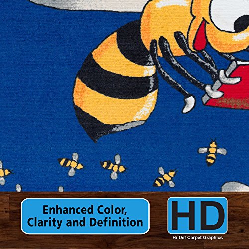 Flagship Carpets Busy Bee Cartoon Reading Bug Children's Classroom, Kids Bedroom or Educational Area Rug, 10'6