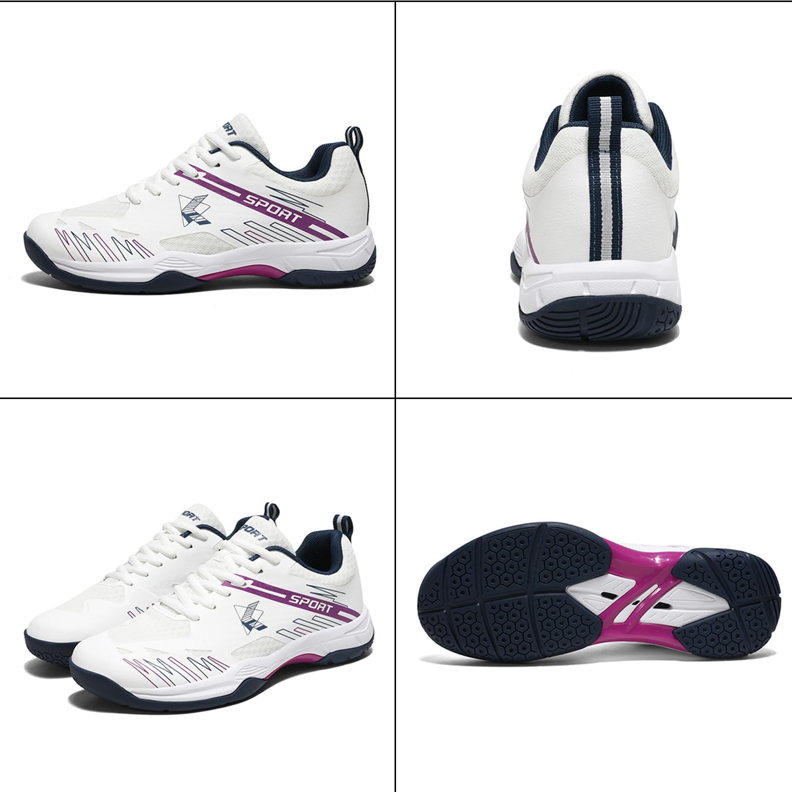 NGARY Zapatos de bádminton para Hombre y Mujer, Zapatillas Transpirables de Pickleball, Racketball, Squash, Voleibol, para Entrenamiento en cancha Interior y Exterior