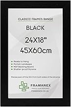 Modern BLACK 45X60 CM Poster Frame | Large 60X45 CM Picture Frames with Mat, Styrene Sheet & MDF Backing | Wall Mount Horizontally or Vertically | Living Room & Office Wall Gallery Décor