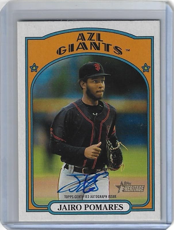 Jairo Pomares Autographed Real Ones Collectible Baseball Card - 2021 Topps Heritage Minors Baseball Card #ROA-JP (Giants)